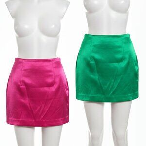 ZARA Satin Mini Skirts (2) – NWT – Size M – Emerald Green & Fuchsia